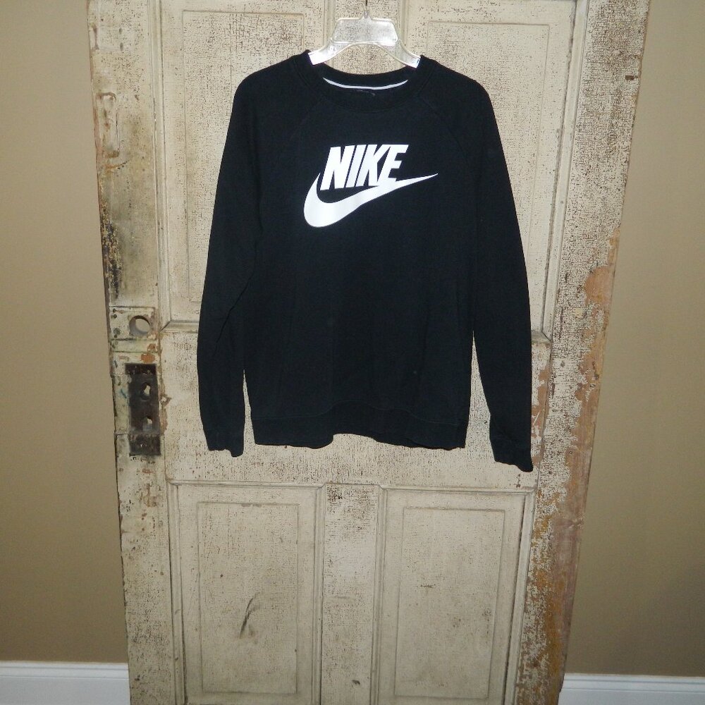Nike Sweatshirt Women's L Black NSW Fleece Crew Pullover CI1177-010 (Z-35)